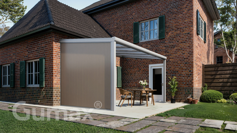 Aluminium Zijwand met grijsbeige panelen 2301mm tot 2500mm