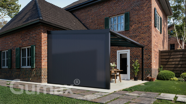 Aluminium Zijwand met antraciete panelen 2000mm tot 2300mm