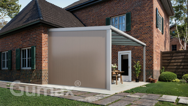 Aluminium Zijwand met grijsbeige panelen 2301mm tot 2500mm