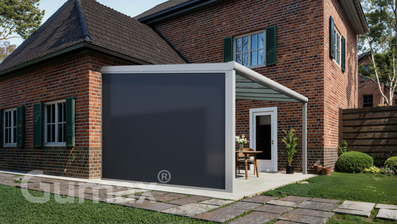 Aluminium Zijwand met antraciete panelen 2000mm tot 2300mm