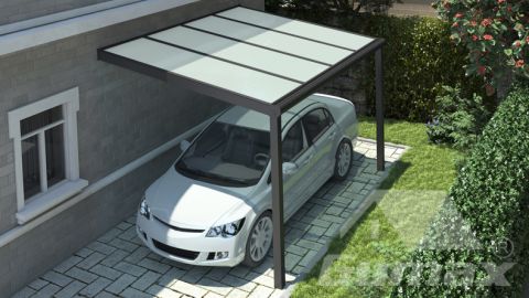 Gumax carport 4.06m  x 3.0m modern antraciet melkglas boven