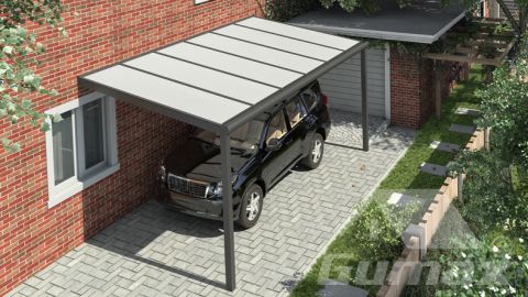 Gumax carport 6.06m  x 2.5m modern antraciet iq relax polycarbonaat boven